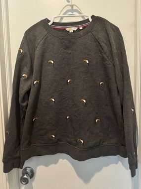 Boden Charcoal Crewneck Sweater with Toucans - XL